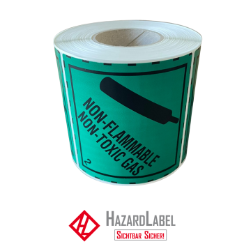 Gefahrgutaufkleber Klasse 2.2, 10x10 cm, PE-Folie, NON-FLAMMABLE NON-TOXIC GAS